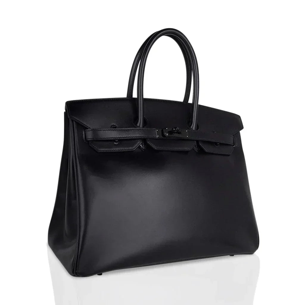 Birkin 35 Bag So Black Box Leather Limited Edition Very Rare