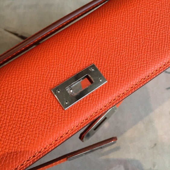 In Stock! Kelly Cut 31 Clutch – Vibrant Orange Epsom Leather, Premium Craftsmanship, Elegant Evening Bag