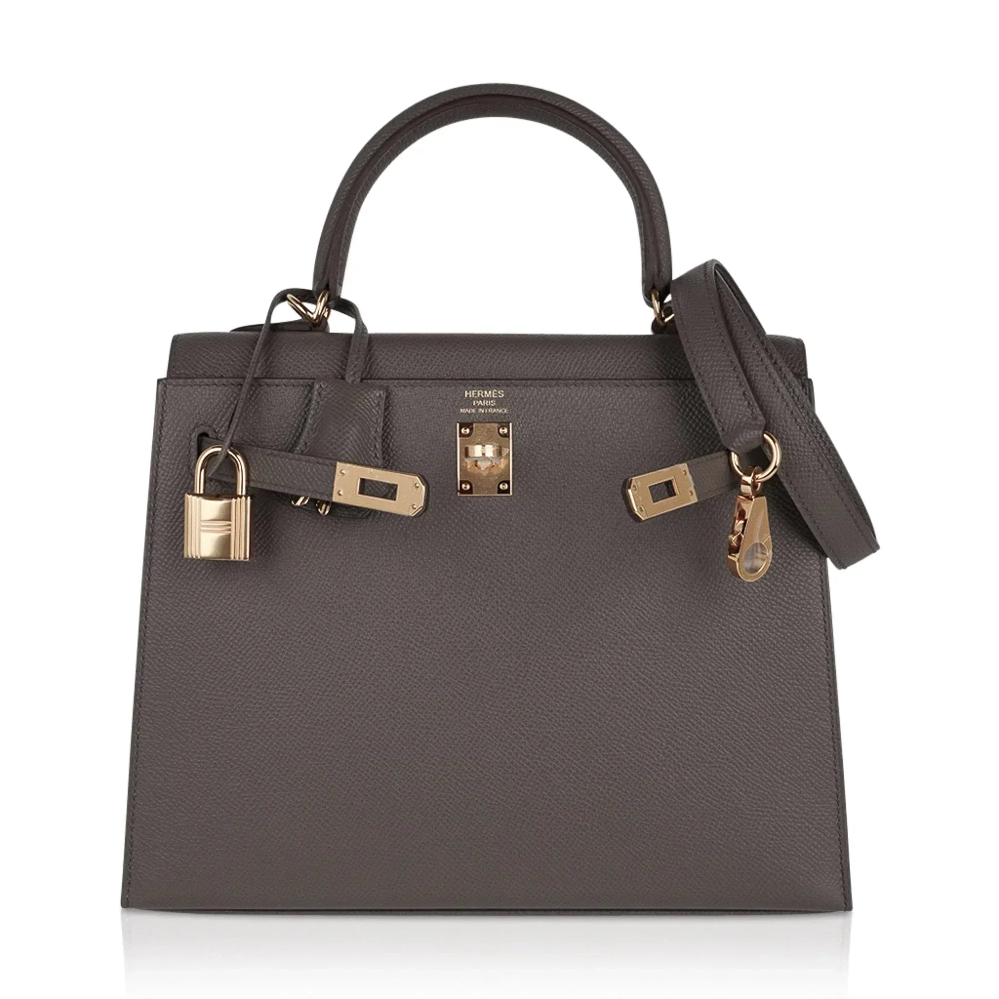 Kelly Sellier 25 Bag Etain Gold Hardware Epsom Leather New