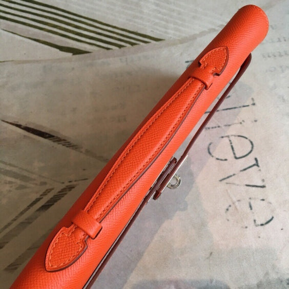 In Stock! Kelly Cut 31 Clutch – Vibrant Orange Epsom Leather, Premium Craftsmanship, Elegant Evening Bag