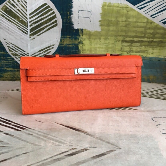 In Stock! Kelly Cut 31 Clutch – Vibrant Orange Epsom Leather, Premium Craftsmanship, Elegant Evening Bag
