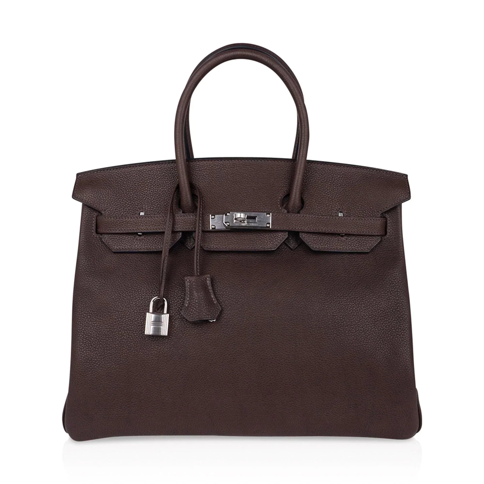 Birkin 35 Bag Ebene Barenia Faubourg Leather with Palladium Hardware