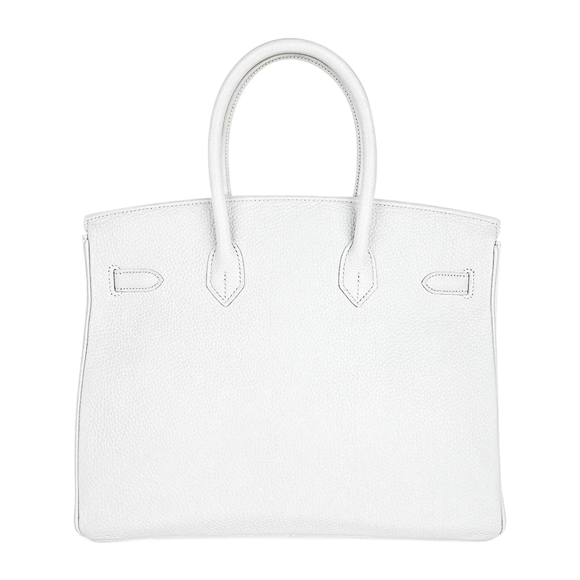 Birkin 35 Bag White Clemence Leather with Palladium Hardware