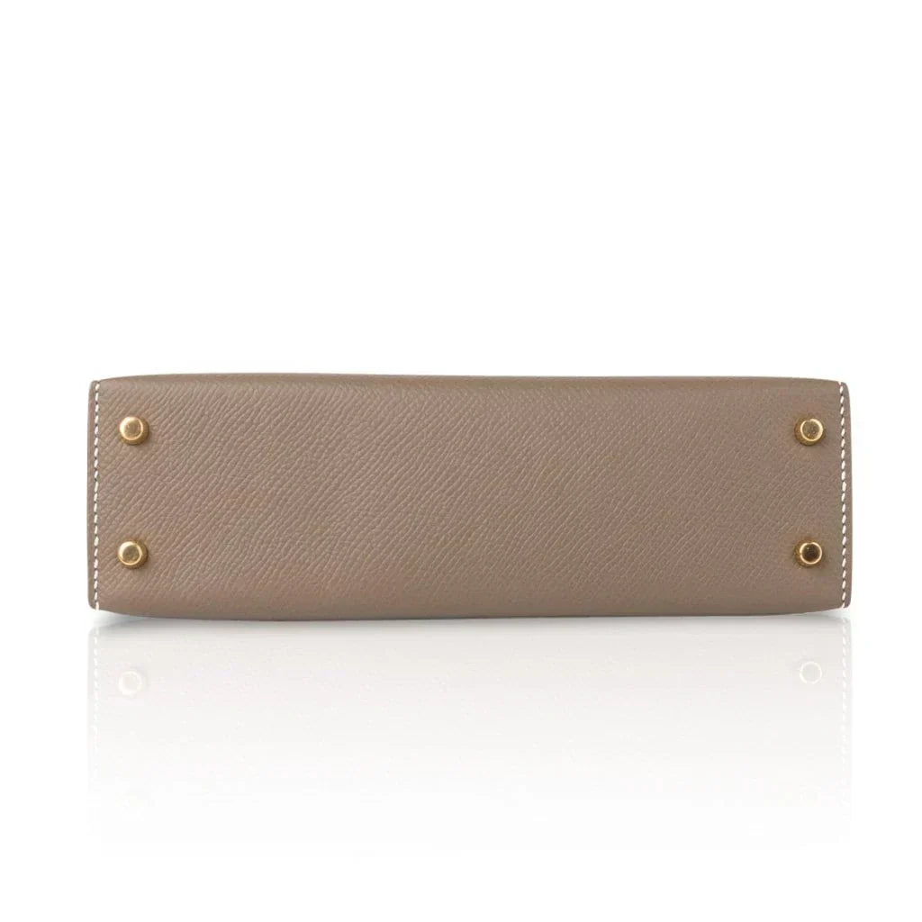 Kelly 20 Mini Sellier Bag Etoupe Limited Edition Epsom Gold Hardware