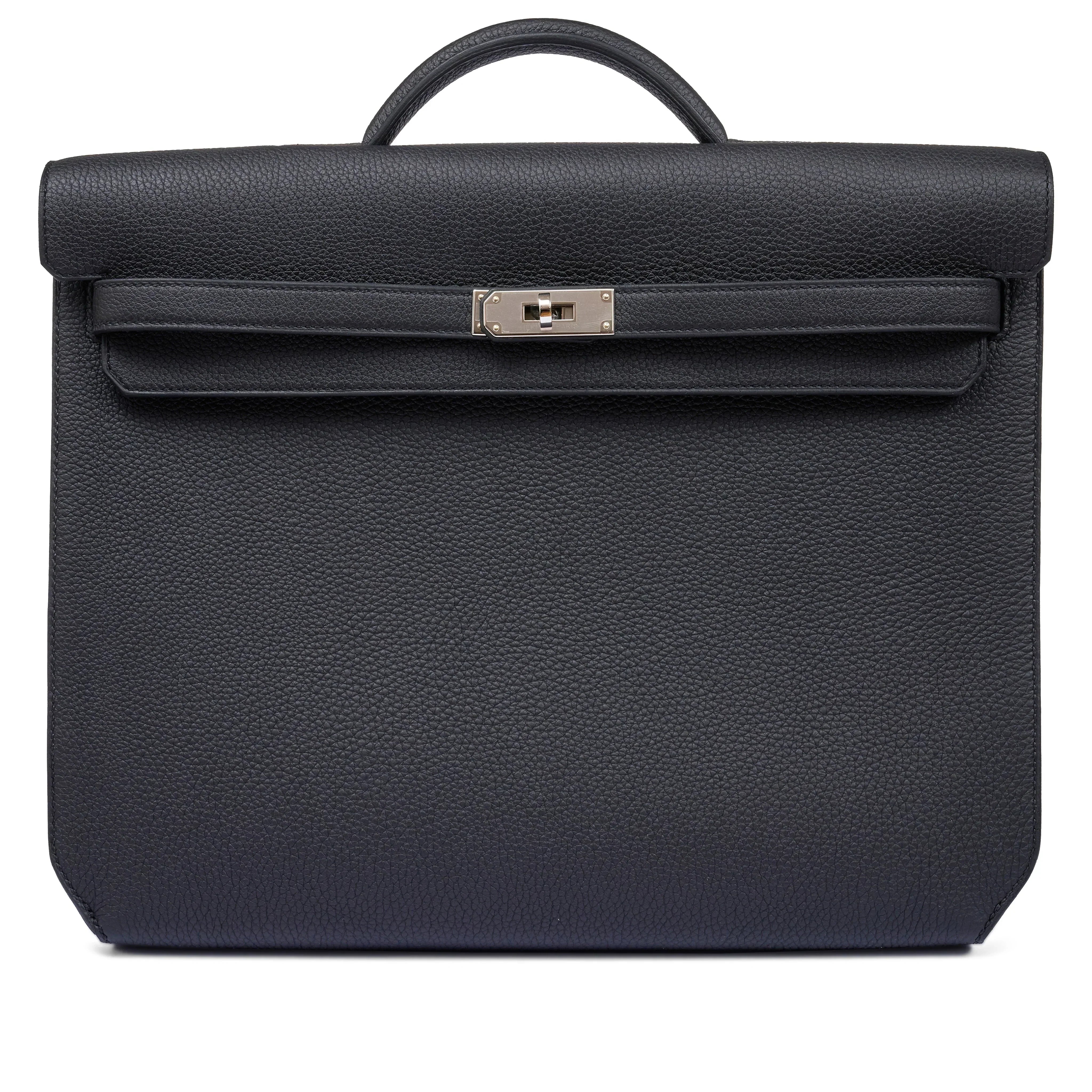 Kelly Black Togo 36 Briefcase Palladium Hardware FR trendy frosted leather casual bag