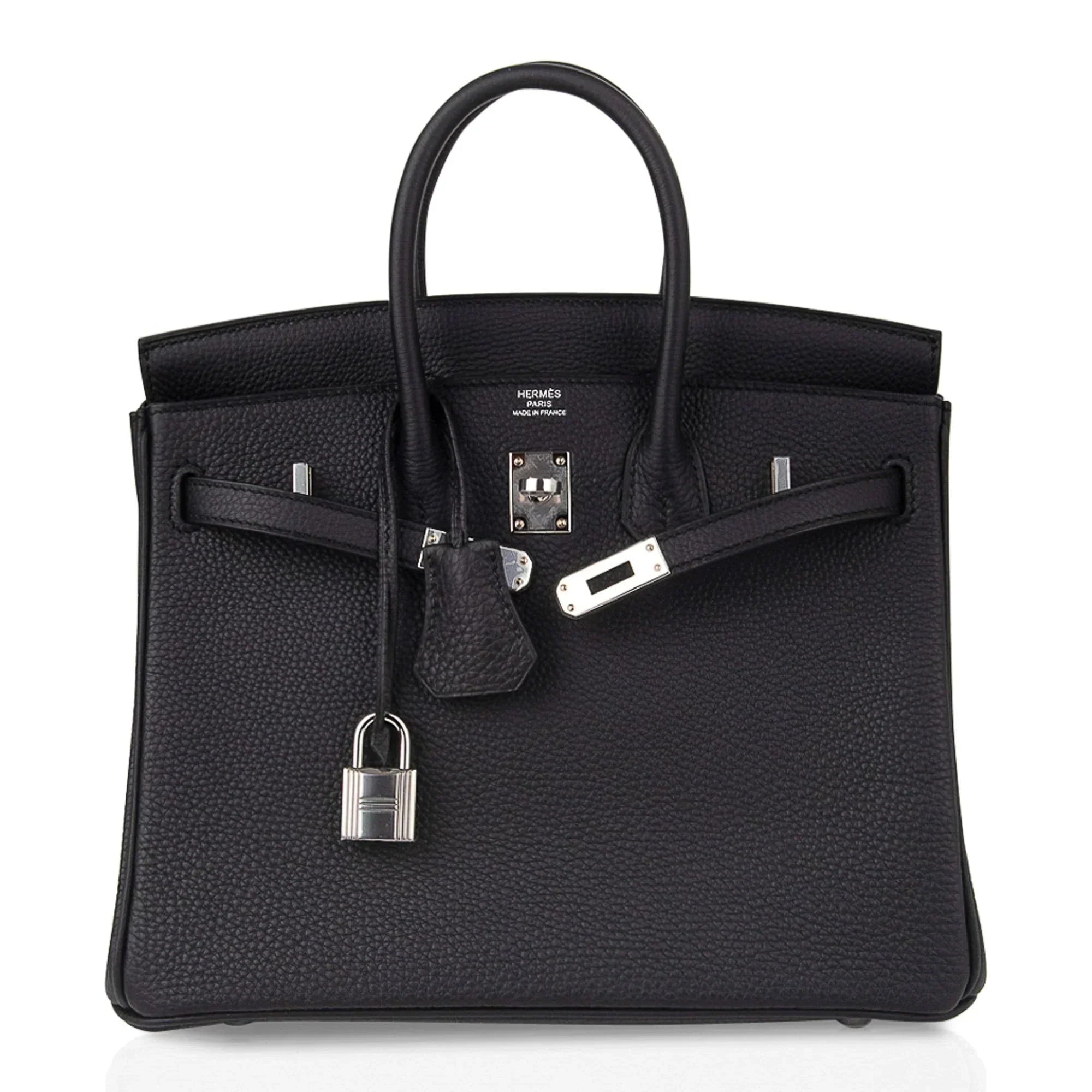 Birkin 25 Bag Black Palladium Hardware Togo Leather